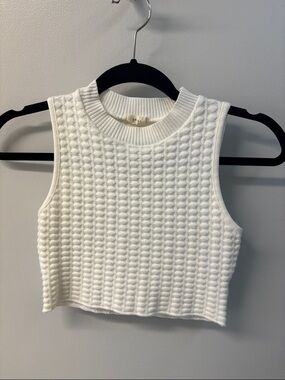 debut Cream Textured Sleeveless Crop Top